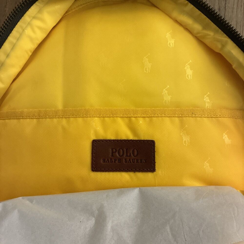POLO Ralph Lauren '67 Backpack Men Yellow Camo Tiger USA Flag Patch Canvas - Picture 7 of 9
